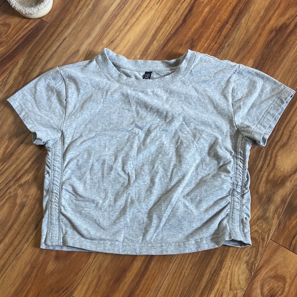 Grey athletic t shirt ruched sides (cotton on body brand)